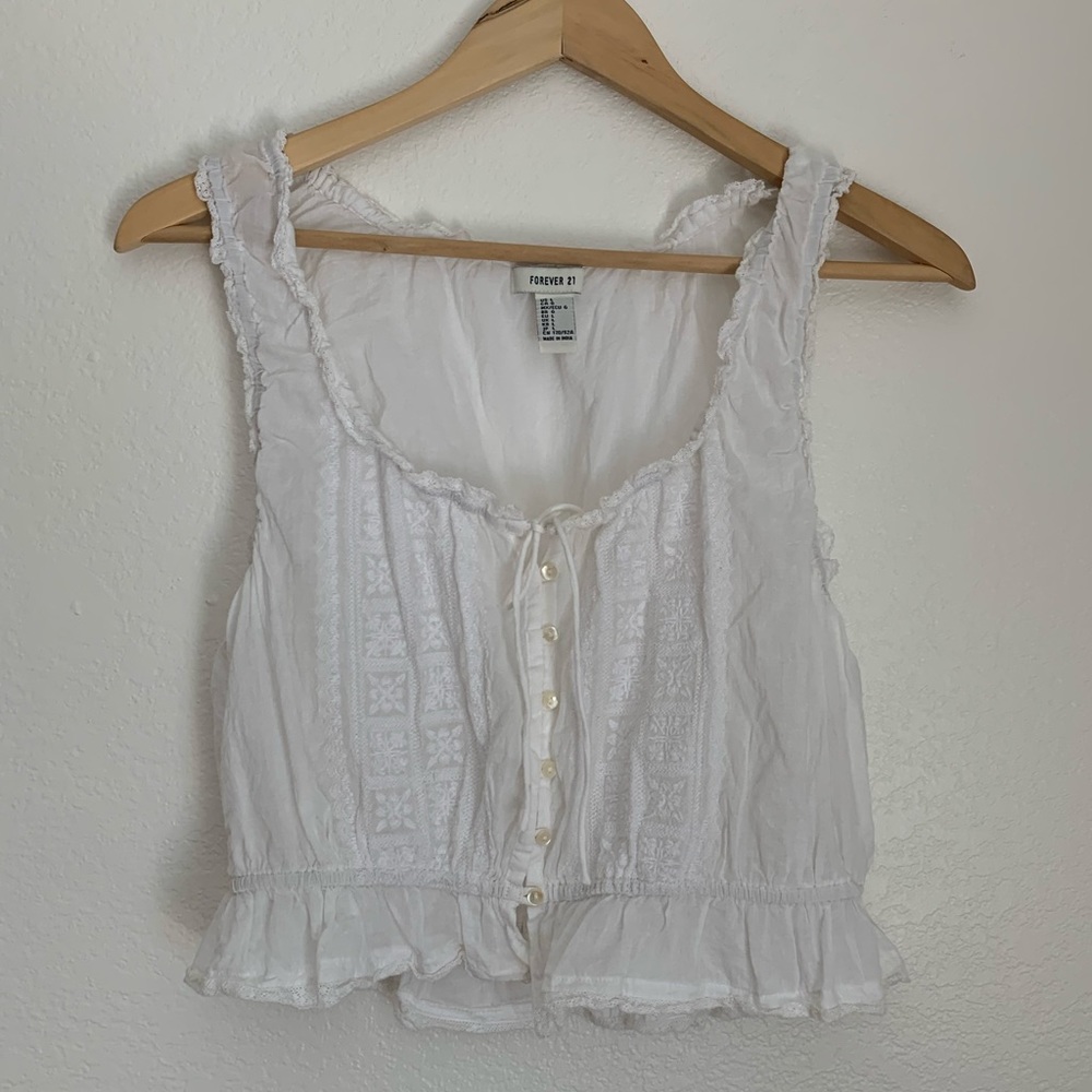 Forever 21 cropped peasant boho top